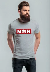 Neverless Print-Shirt Herren T-Shirt Schriftzug Moin Skull Totenkopf Parodie Beige/Grau/Rot/Hellblau