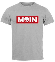 Neverless Print-Shirt Herren T-Shirt Schriftzug Moin Skull Totenkopf Parodie Beige/Grau/Rot/Hellblau