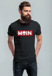 Neverless Print-Shirt Herren T-Shirt Schriftzug Moin Skull Totenkopf Parodie Schwarz/Rot/Beige/Dunkelrot