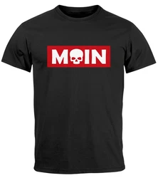 Neverless Print-Shirt Herren T-Shirt Schriftzug Moin Skull Totenkopf Parodie Schwarz/Rot/Beige/Dunkelrot