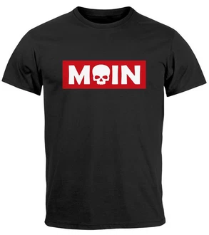 Neverless Print-Shirt Herren T-Shirt Schriftzug Moin Skull Totenkopf Parodie Schwarz/Rot/Beige/Dunkelrot Neverless Print-Shirt Herren T-Shirt Schriftzug Moin Skull Totenkopf Parodie Schwarz/Rot/Beige/Dunkelrot
