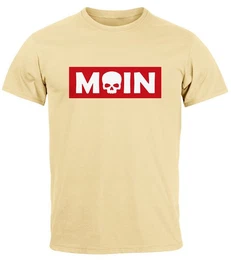 Print-Shirt Herren T-Shirt Schriftzug Moin Skull Totenkopf Aufdruck Print Parodie mit Print