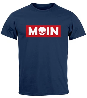 Neverless Print-Shirt Herren T-Shirt Schriftzug Moin Skull Totenkopf Parodie Hellblau/Dunkelblau/Blau Neverless Print-Shirt Herren T-Shirt Schriftzug Moin Skull Totenkopf Parodie Hellblau/Dunkelblau/Blau