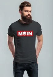 Neverless Print-Shirt Herren T-Shirt Schriftzug Moin Skull Totenkopf Parodie Schwarz/Rot/Beige/Grau/Dunkelgrau/Hellblau