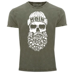 Print-Shirt Herren Vintage Shirt Totenkopf Nordisch Moin Hamburg Dialekt Skull mit Print
