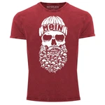 Neverless Print-Shirt Herren Vintage Shirt Totenkopf Nordisch Moin Hamburg Dialekt Skull Dunkelrot