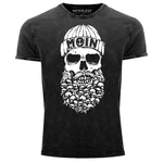 Neverless Print-Shirt Herren Vintage Shirt Totenkopf Nordisch Moin Hamburg Dialekt Skull Dunkelgrau/Schwarz/Grau/Rot/Grün/Mintgrün