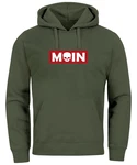 Neverless Hoodie Herren Schriftzug Moin Skull Totenkopf Aufdruck Print Parodie Dunkelgrün/Beige/Grün