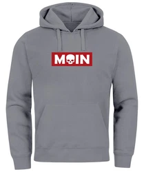 Neverless Hoodie Herren Schriftzug Moin Skull Totenkopf Aufdruck Print Parodie Beige/Hellblau/Dunkelrot/Rot/Grau/Dunkelgrau