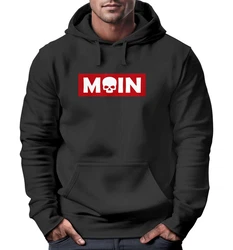 Neverless Hoodie Herren Schriftzug Moin Skull Totenkopf Aufdruck Print Parodie Schwarz/Rot/Beige/Hellblau/Dunkelrot