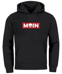 Hoodie Hoodie Herren Schriftzug Moin Skull Totenkopf Aufdruck Print Parodie