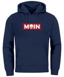 Neverless Hoodie Herren Schriftzug Moin Skull Totenkopf Aufdruck Print Parodie Hellblau/Dunkelblau