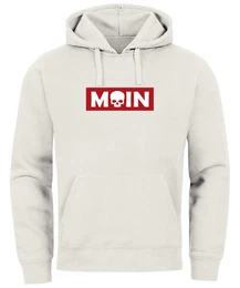 Hoodie Hoodie Herren Schriftzug Moin Skull Totenkopf Aufdruck Print Parodie