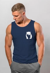 Neverless Tanktop Herren mit Aufdruck Brustprint Logo Dunkelblau/Blau/Braun