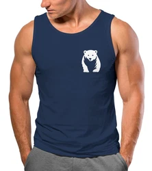 Neverless Tanktop Herren mit Aufdruck Brustprint Logo Dunkelblau/Blau/Braun
