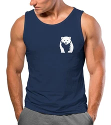 Neverless Tanktop Herren mit Aufdruck Brustprint Logo Dunkelblau/Blau/Braun