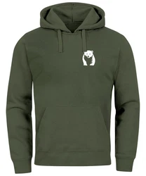 Neverless Hoodie Herren Print Aufdruck Logo Dunkelgrün