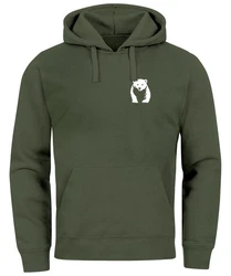 Neverless Hoodie Herren Print Aufdruck Logo Dunkelgrün