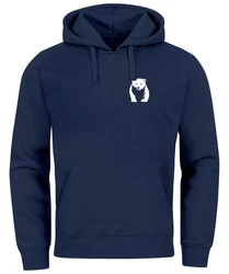 Neverless Hoodie Herren Print Aufdruck Logo Dunkelblau/Blau