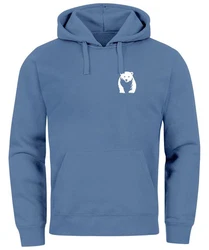 Neverless Hoodie Herren Print Aufdruck Logo Blau/Hellblau