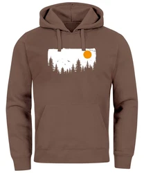 Neverless Hoodie Herren Outdoor Adventure Orange/Braun/Dunkelbraun