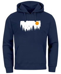 Neverless Hoodie Herren Outdoor Adventure Dunkelblau/Orange