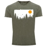 Neverless Print-Shirt Herren Vintage Shirt Abenteuer Dunkelgrün/Türkis/Grün
