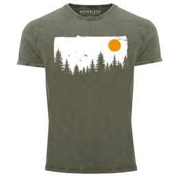 Print-Shirt Herren Vintage Shirt Wald Bume Outdoor Adventure Abenteuer mit Print