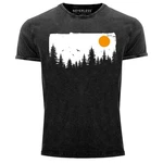 Neverless Print-Shirt Herren Vintage Shirt Abenteuer Türkis/Dunkelgrau/Gelb/Schwarz/Braun/Orange
