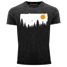 Print-Shirt Herren Vintage Shirt Wald Bume Outdoor Adventure Abenteuer mit Print