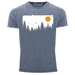 Neverless Print-Shirt Herren Vintage Shirt Abenteuer Blau/Grau/Hellblau/Türkis/Dunkelblau/Braun