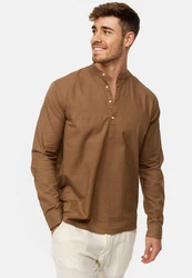 Indicode Langarmhemd Waylon Braun/Beige/Khaki
