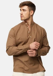 Indicode Langarmhemd Waylon Braun/Beige/Khaki