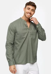 Indicode Langarmhemd Waylon Dunkelgrün/Khaki/Grün