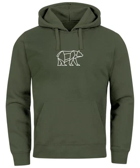 Neverless Hoodie Herren mit Aufdruck Polygon Design Print Br Bear Tiermotiv Dunkelgrün Neverless Hoodie Herren mit Aufdruck Polygon Design Print Br Bear Tiermotiv Dunkelgrün