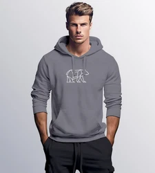 Neverless Hoodie Herren mit Aufdruck Polygon Design Print Br Bear Tiermotiv Dunkelgrau/Grau/Hellgrau/Hellblau