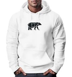 Neverless Hoodie Herren mit Aufdruck Polygon Design Print Br Bear Tiermotiv Grau/Braun/Weiß
