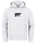 Neverless Hoodie Herren mit Aufdruck Polygon Design Print Br Bear Tiermotiv Grau/Braun/Weiß