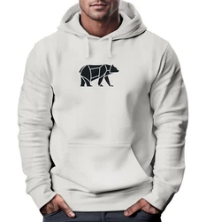 Neverless Hoodie Herren mit Aufdruck Polygon Design Print Br Bear Tiermotiv Grau/Khaki/Braun