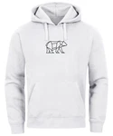 Neverless Hoodie Herren mit Aufdruck Polygon Design Print Br Bear Tiermotiv Grau/Braun/Weiß