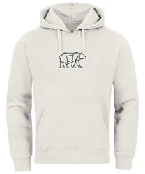 Neverless Hoodie Herren mit Aufdruck Polygon Design Print Br Bear Tiermotiv Khaki/Grau/Braun