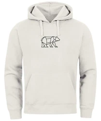 Neverless Hoodie Herren mit Aufdruck Polygon Design Print Br Bear Tiermotiv Khaki/Grau/Braun