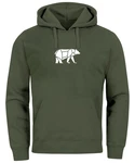 Neverless Hoodie Herren mit Aufdruck Polygon Design Print Br Bear Tiermotiv Dunkelgrün