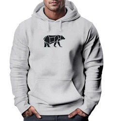 Neverless Hoodie Herren mit Aufdruck Polygon Design Print Br Bear Tiermotiv Grau/Hellgrau/Braun/Dunkelgrau