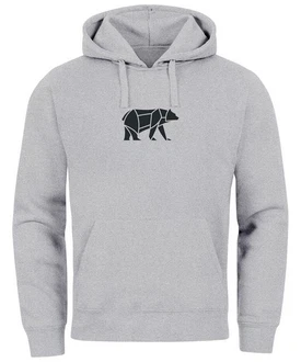 Neverless Hoodie Herren mit Aufdruck Polygon Design Print Br Bear Tiermotiv