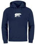Neverless Hoodie Herren mit Aufdruck Polygon Design Print Br Bear Tiermotiv Dunkelblau/Blau