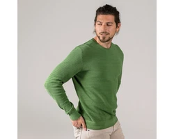 LIVING CRAFTS Strickpullover PIETRO GOTS zertifiziert Grün/Dunkelgrün