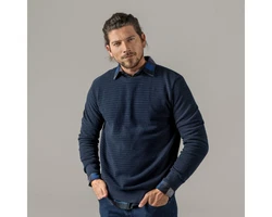 LIVING CRAFTS Strickpullover PIETRO GOTS zertifiziert Dunkelblau/Blau