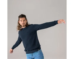 LIVING CRAFTS Strickpullover PIETRO GOTS zertifiziert Dunkelblau/Blau