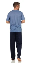 EloModa Pyjama Herren Sommer (2 tlg) Grau/Hellblau/Blau